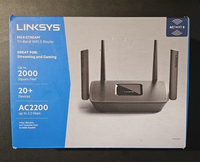 Linksys EA8300 Max Stream Tri-Band Wifi 5 Router AC2200 Streaming & Gaming Black