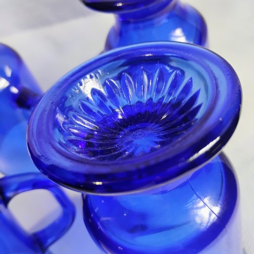 Anchor Hocking Cobalt Blue Set (4) Vintage Glass Coffee Tea Footed Pedestal Mugs - Bild 5 von 15