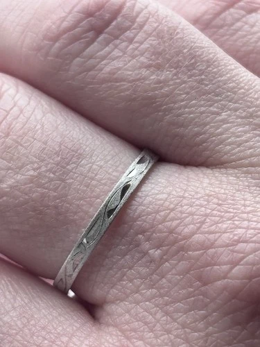 Vintage Stacking Wedding Sterling Silver 925 Engraved Band Ring Size 8.5 Slim