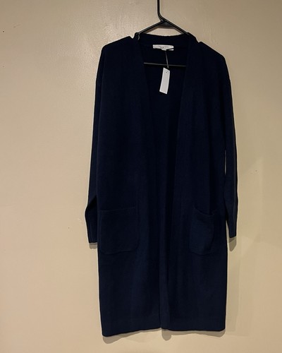 Loft Womens Navy Open Front Cardigan Front Pockets Soft Cozy Size Small - Picture 2 of 7