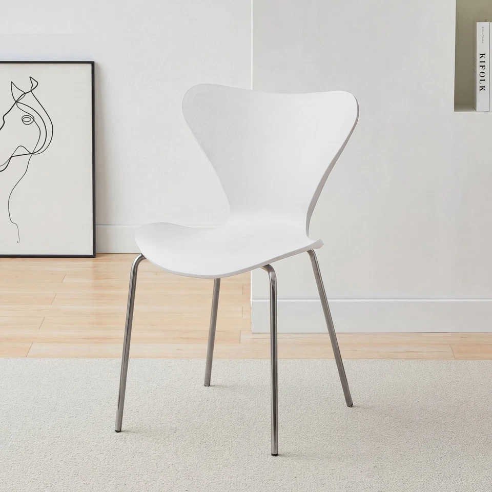 Set of 4 Dining Chair Stackable Kitchen Lounge Living Room Corner Reception - Image 3 of 4