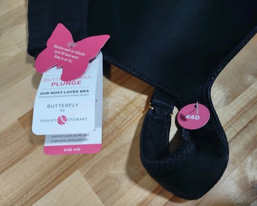 NEW Ashley Stewart Butterfly Plunge Bra Black Size 44D MSRP $49.50 - Picture 3 of 5