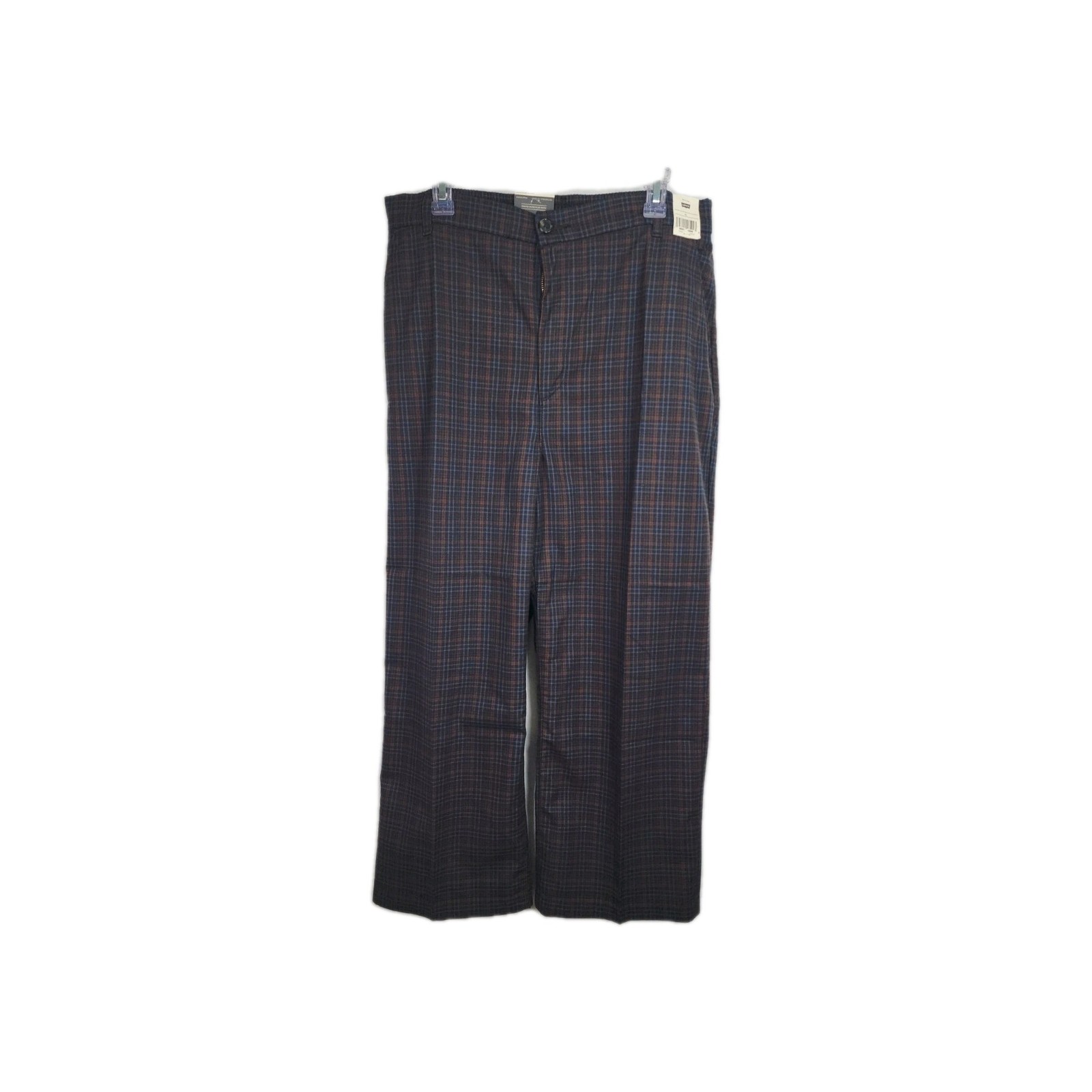 Levis Womens XL Navy Gingham High Rise Dress Pants Math Club Slacks-image
