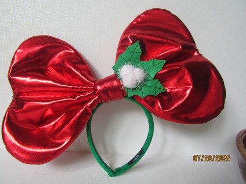 BIG Red Lame Christmas Headband Green Holly Velvet Headband ELOPE 14" Wide - Picture 2 of 3
