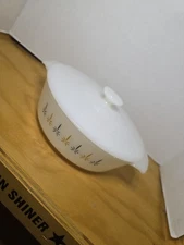 MCM Fire King Casserole Dish With Lid Candle Glow 1 Qt 436 Round Covered 