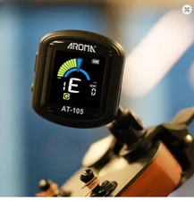 AROMA AT-105 Clip On Tuner Rechargeable 360° Guitar Bass Ukulele Violin