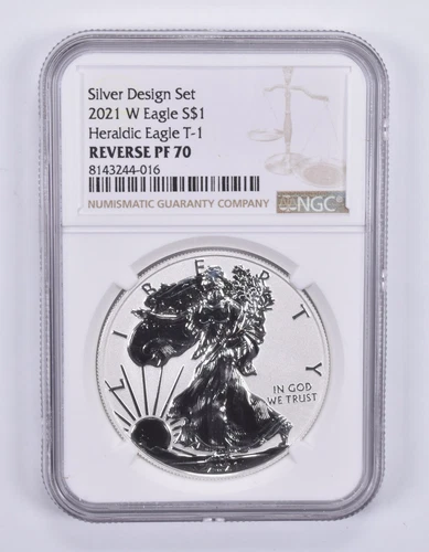 2021-W American Silver Eagle T-1 Silver Design Set Reverse PF70 NGC *3549