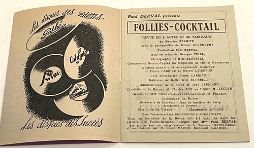 WWII Follies Bergere Follies Cocktail Program & Ticket Stub Paris - Picture 2 of 5