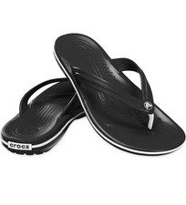 CROCS Unisex Adult Crocband Flip Flop Sandals, Black, M 7 / W 9 - Brand New 