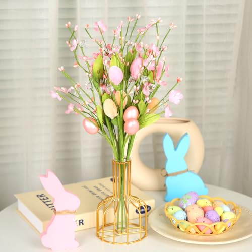 Easter Decorations, 5pcs Pastel Easter Eggs Flowers Artificial Easter Stems - Picture 6 of 7