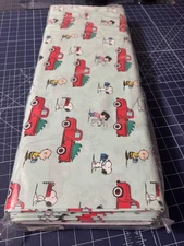 FULL BOLT - Snoopy/Peanuts Christmas Tree Red Truck Cotton Fabric 15 Yards