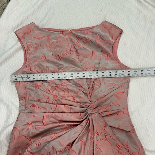Maggy London Dress Womens 14 Pink Sleeveless Floral Pattern Textured Elegant - Picture 8 of 9