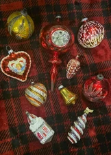 Vintage Christmas Ornaments Assortment Holiday Decor Lot Of 10