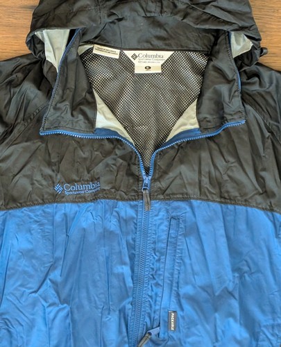 Columbia Packable Zip Up Hoodie Jacket Men's XL Blue & Black Lightweight - Picture 3 of 5