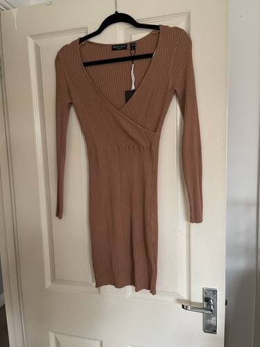 Brave Soul Ribbed V Neck Wrap Front Dress Size UK Small Brand New With Tags - Picture 1 of 5