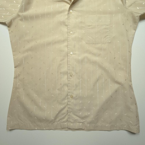Camisa De Colección Joel Cal Hecha Hombres Grande Beige Metálico Jacquard Cuello Disco Años 80 Retro - Imagen 6 de 22