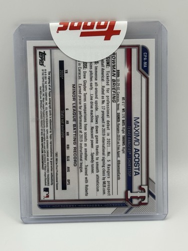 2021 Bowman Chrome Prospects Auto Maximo Max Acosta #CPA-MA Auto Rookie - Picture 2 of 2