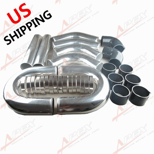 3.5" inch Aluminum Turbo Intercooler Pipe Piping Kit + Clamp + Couplers US SHIP - Picture 3 of 11