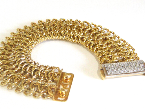 DAVID YURMAN 18K GOLD  WIDE CIRCLE LINK DIAMOND CLASP BRACELET - Picture 2 of 4