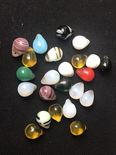 Loose Vintage ART GLASS MULTI-COLOR Drop Blown Glass Beads Necklace ~ YGF - Picture 3 of 12