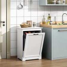 Modern Tilt-out Trash Cabinet Wood Kitchen Garbage Can Holder Recycling Cabinet