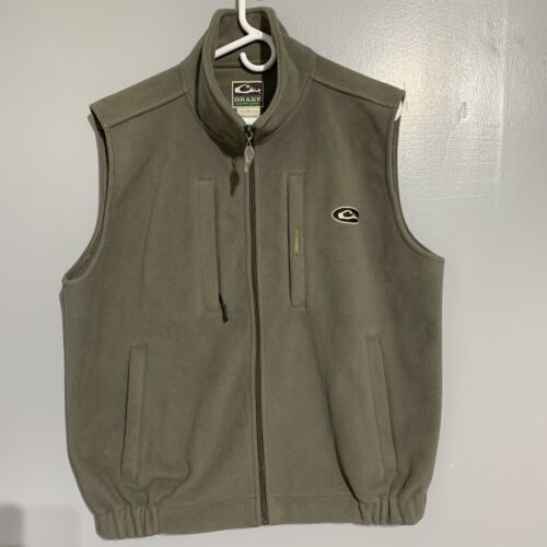 Drake MST Solid Vest Gray Mens Full Zip Fleece Windproof Layering Hunting Large