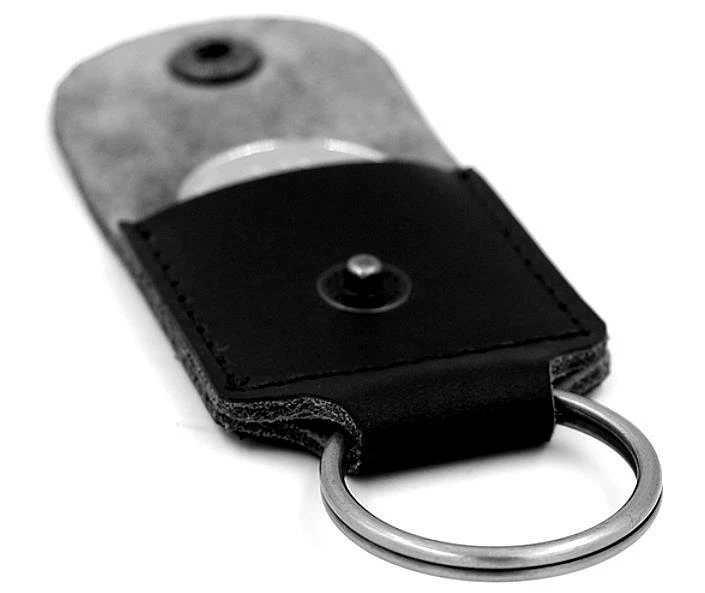 one piece car key chain ring cow leather coin bag case holder handmade black 540 - Image 2 of 4
