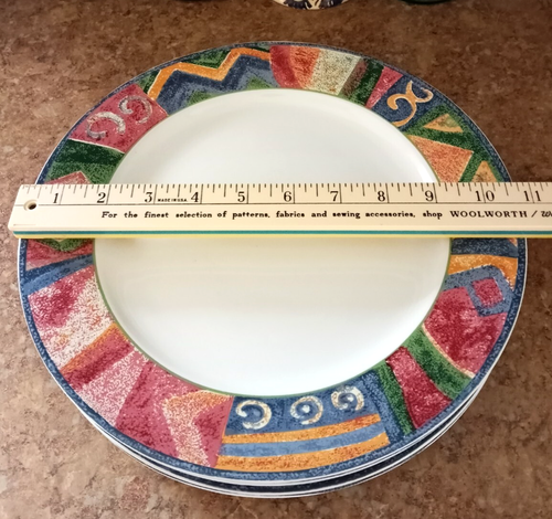 Furio MESA Set of 4 Dinner Plates MALAGA Sakura GEOMETRIC Southwestern FAST SHIP - Picture 4 of 8
