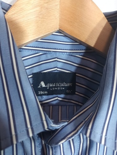 AQUASCUTUM LONDON MENS STRIPE BLUE LONG SLEEVE SHIRT SIZE 15.5" - Picture 3 of 7