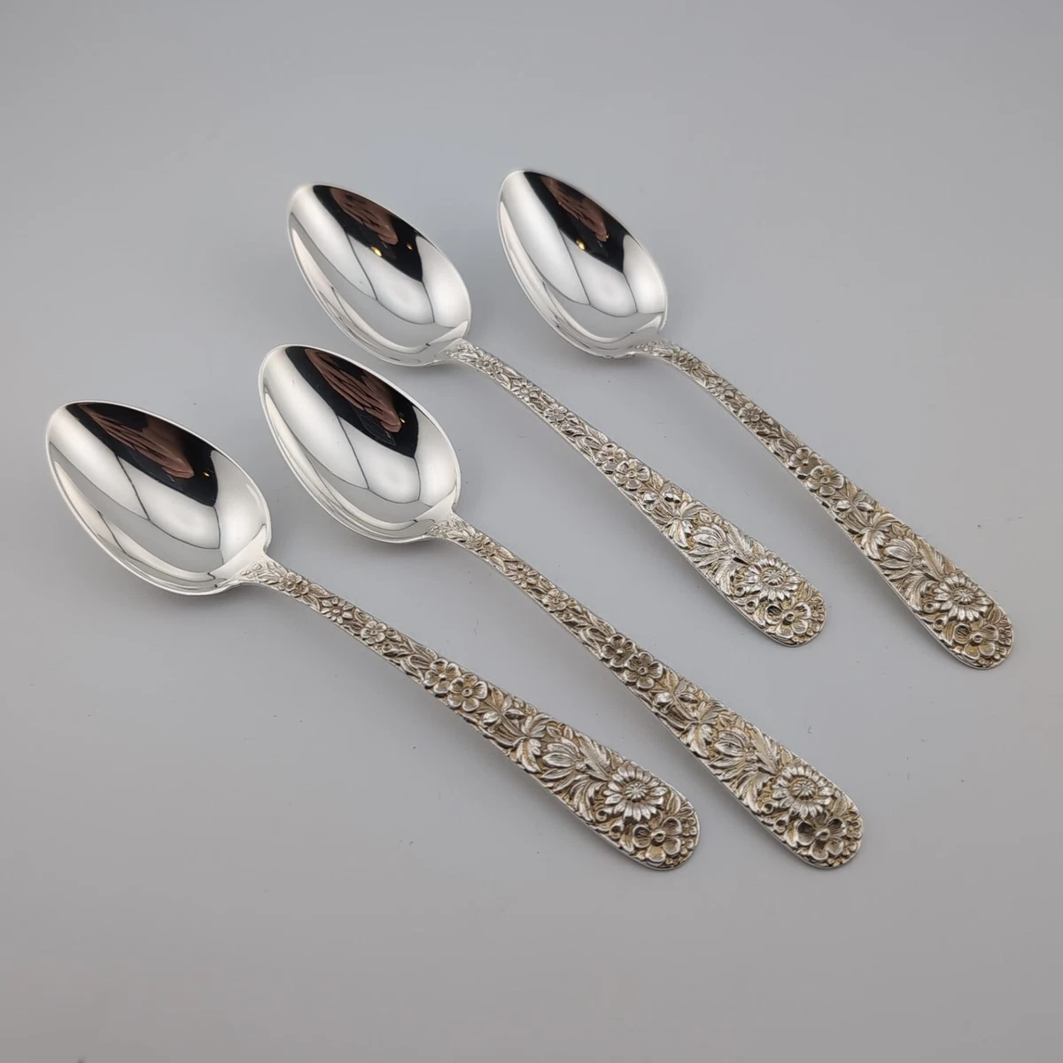 Kirk Repousse Sterling Silver Teaspoons 5 7 8