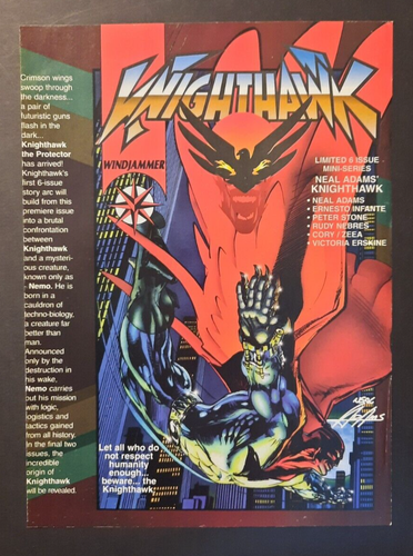 1995 KNIGHTHAWK Neal Adams Comic Windjammer ad page ~ Magazine PRINT AD