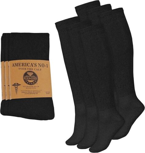 2 Pairs Men Diabetic Over the Calf Socks Knee High circulatory Health Cotton - Picture 11 of 44