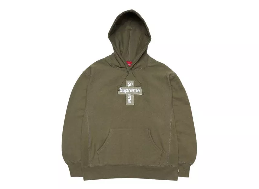 Sweat à capuche logo Supreme Cross Box olive clair