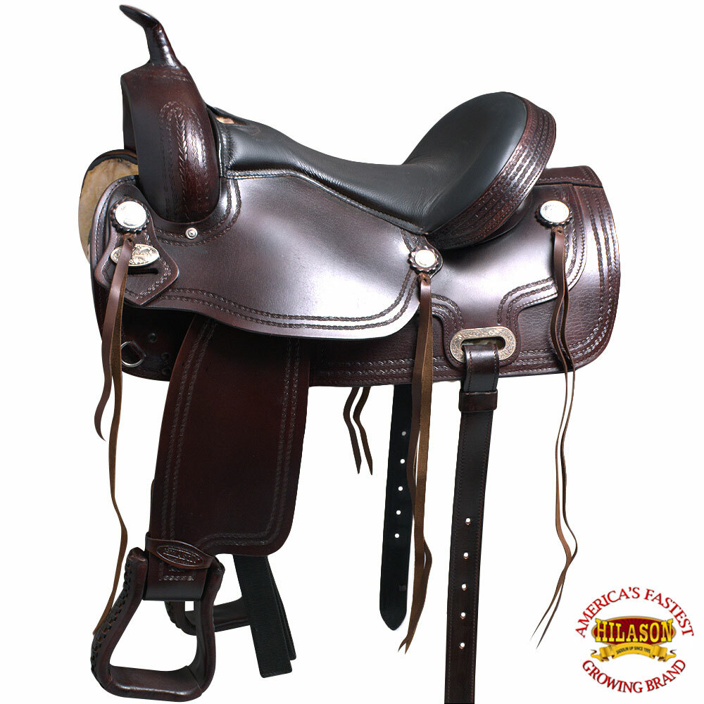 U-5-18 18 Western Horse Saddle Leather Treeless Trail Pleasure Dark Brown Hilas U-5-18 18 Western Horse Saddle Leather Treeless Trail Pleasure Dark Brown Hilas