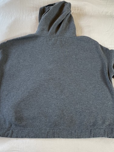 DKNY Sport Women's L Large Sweatshirt Pull Over Hoodie Gray Pocket Flocked Logo - Picture 9 of 10