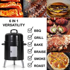 32" Charcoal Smoker BBQ Grill 3IN1 Outdoor Vertical Smoke Portable Meat Cooker
