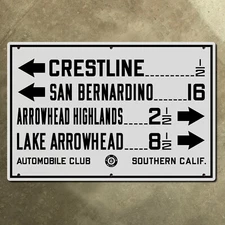 ACSC Crestline highway road sign California Lake Arrowhead 1929 21x14