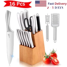 Knife Set for Kitchen with Block,16-Piece High Carbon Stainless Steel Knife Sets