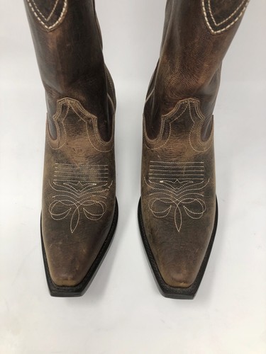 Stivali donna 6-J B DILLON marrone bisonte pelle di capra punta aperta 13" cowboy JBW5001 - Foto 6 di 12