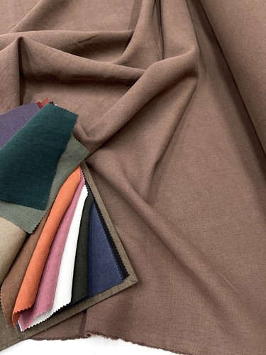 SOLBIATI Art Du Lin Linen Suiting Fabric Coffee BROWN Twisted Summertime 3.5m - Picture 8 of 20