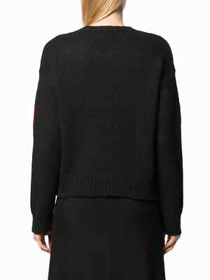 Valentino Women's Wool Blend V Logo Inlay Alpaca Sweater, Black