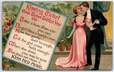 Postcard - Lovers Art Print - Kissing Ticket