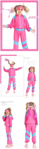 Boys and Girls 80s Kids Hip Hop Costume Top Pants Sets Outfit Retro Disco Dance - Picture 14 of 17