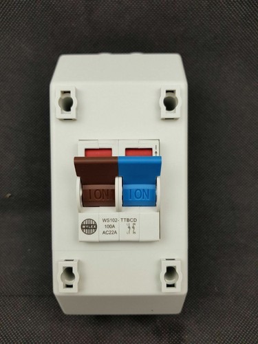 Aislador de interruptor de red de 2 polos Wylex 100A con gabinete NSPE-6391/NR - Imagen 2 de 7