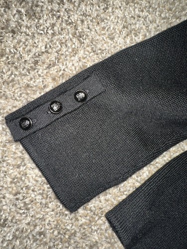 Blazer maglione nero Talbots bottoni 100% pura lana merino donna M accogliente morbido $149 - Foto 5 di 7