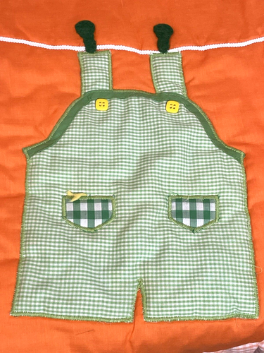 Vintage Baby Blanket Quilt Comforter 60 x 37 Clothes Line Orange Gingham RARE - Picture 11 of 13
