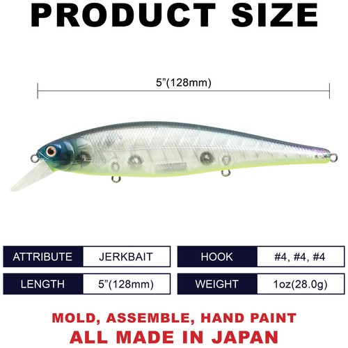 LUCKY CRAFT Pointer 128 - 371 Bone Pro-Blue (1qty) Top Quality Jerkbait - Picture 2 of 7