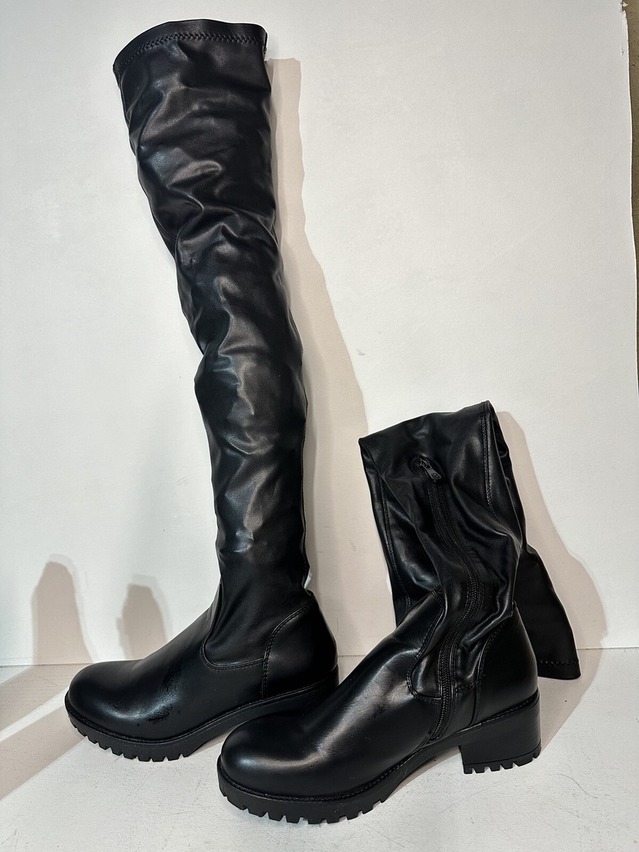 Azalea Wang Black SURGICAL belted THIGH HIGH BOOT Size 8 | eBay