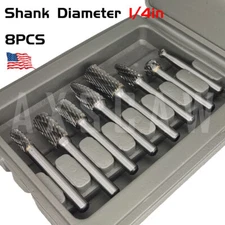 1/4'' Double Cut Tungsten Steel Carbide Rotary Burr Die Grinder Shank Bit Set US