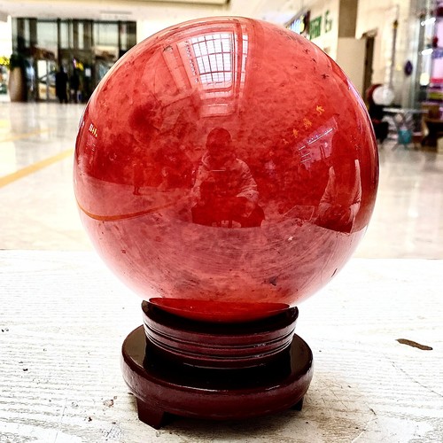 12.58LB Red Melting Stone Quartz Crystal Sphere Ball Healing Reiki Décor - 第 14/14 張圖片